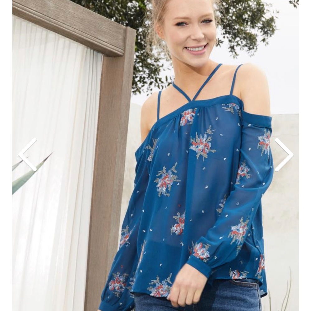 Anthropologie Look Long Sleeve Off Shoulder Embroidered Top! New! Ro & De